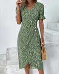 Leah | Ruffle Wrap Button Dress