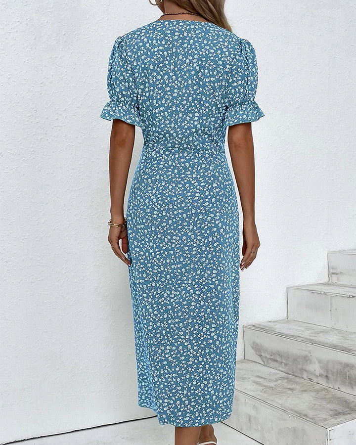 Leah | Ruffle Wrap Button Dress