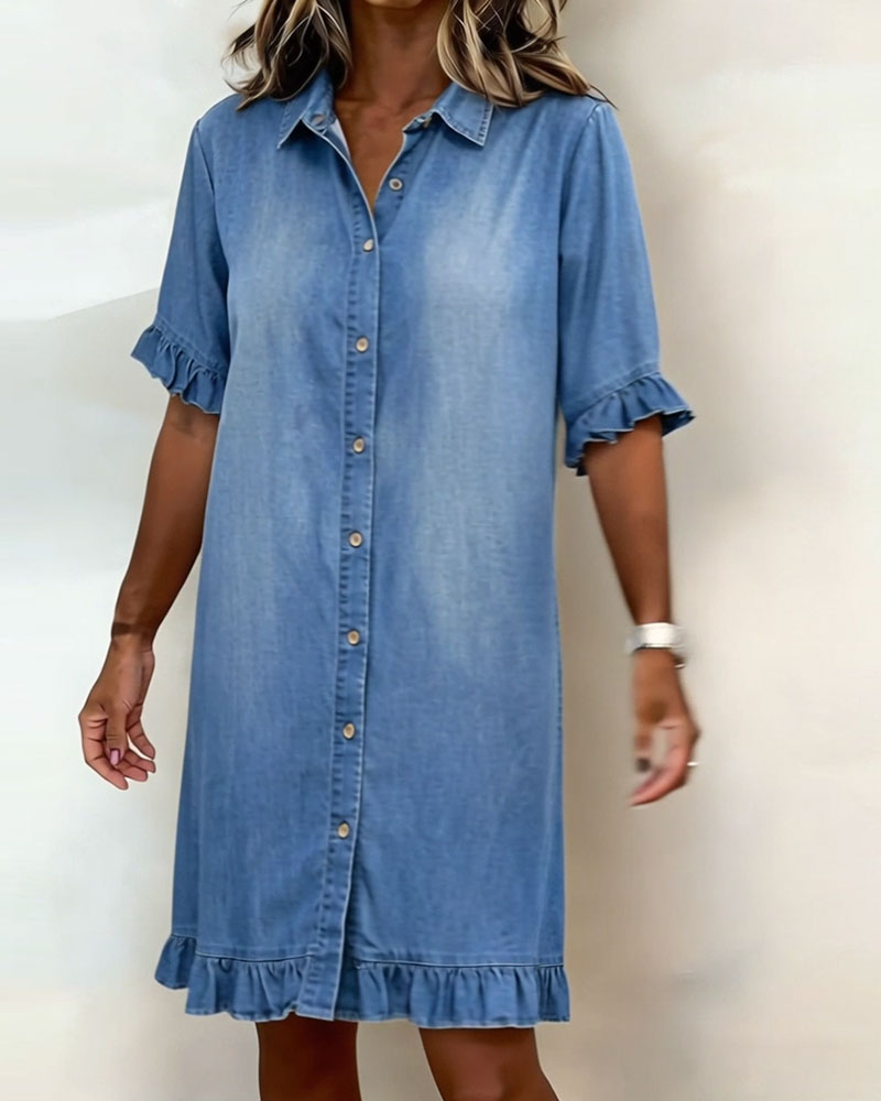 EMMA™ Casual Denim Shirt Dress