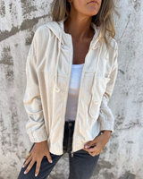 Ella™ | Corduroy Hooded Jacket with Zipper