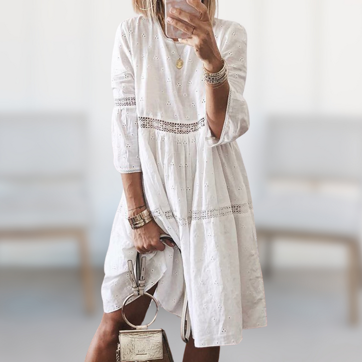 Jenna | Eyelet Detail A-Line Dress