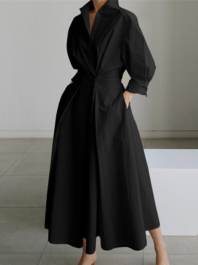 Vanessa | Elegant Black Shirt Dress