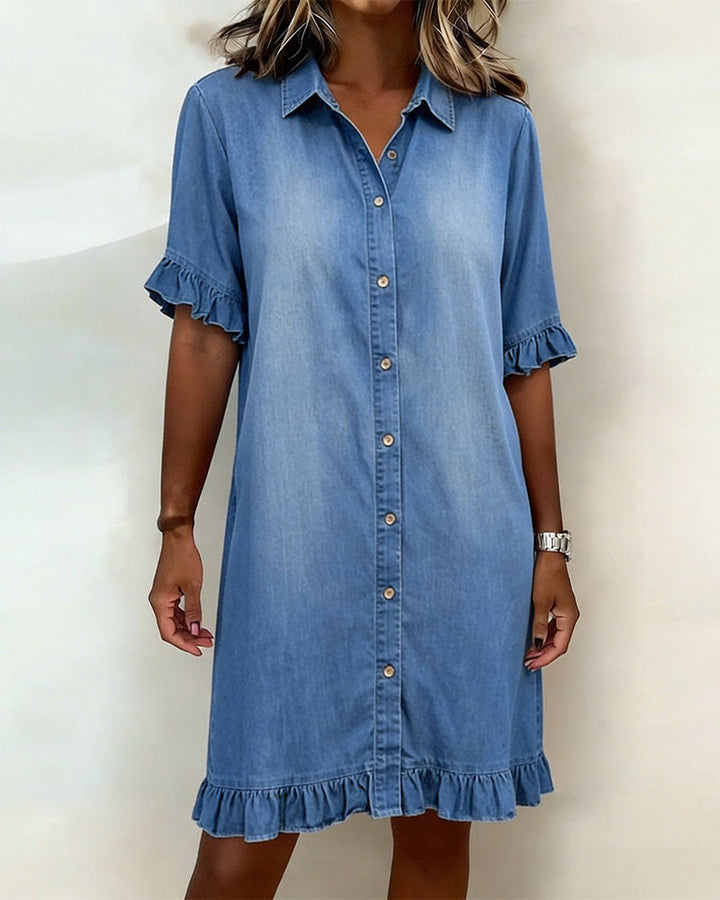EMMA™ Casual Denim Shirt Dress