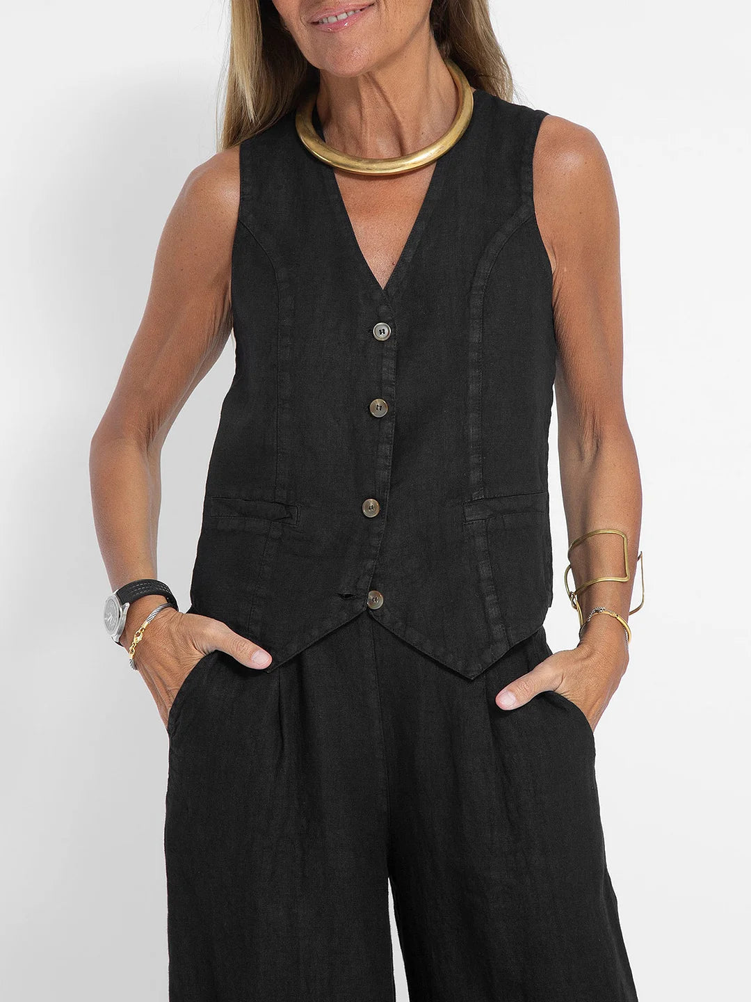 Eleanor | Chic Black Linen Set
