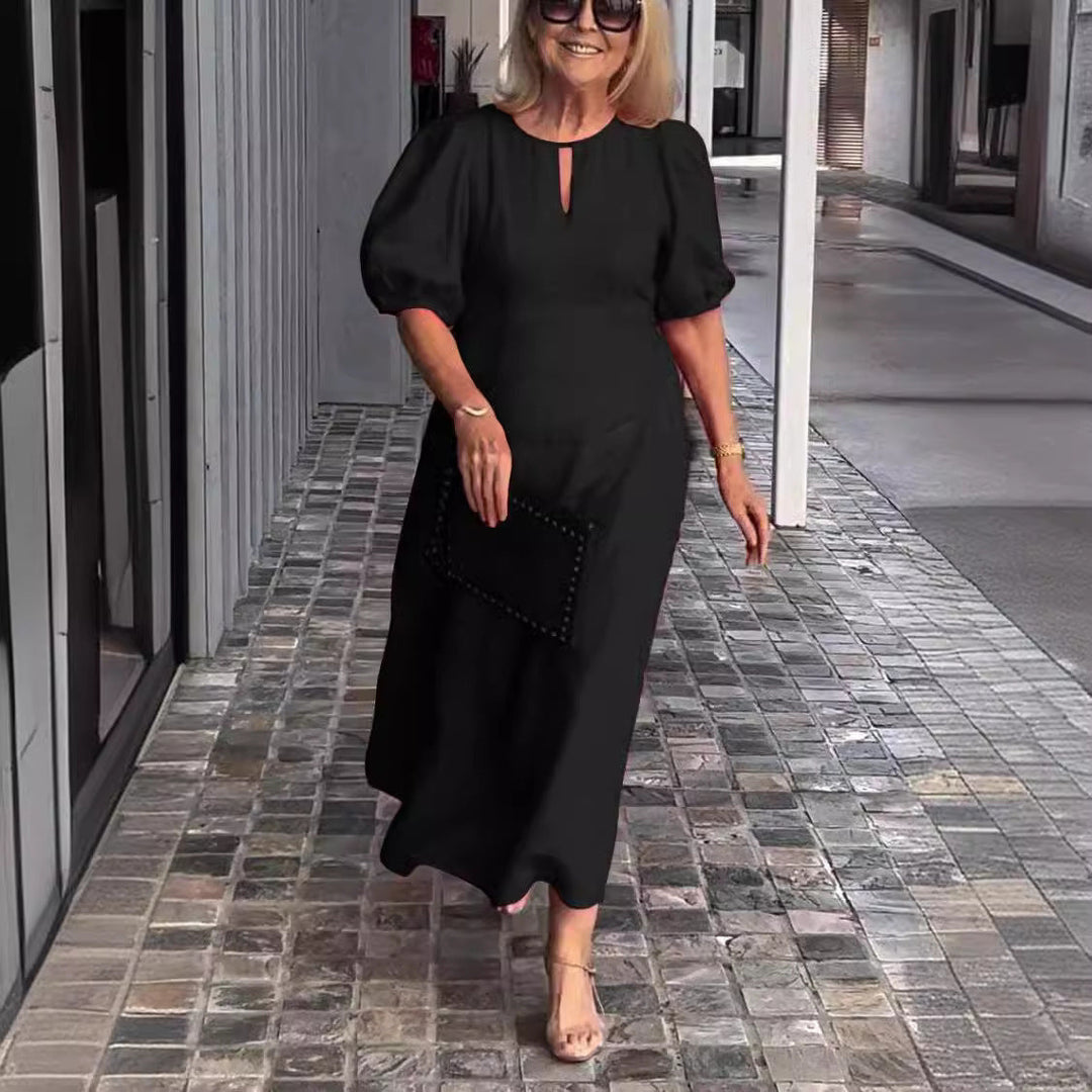 Whitney | Elegant Puff Sleeve Midi Dress