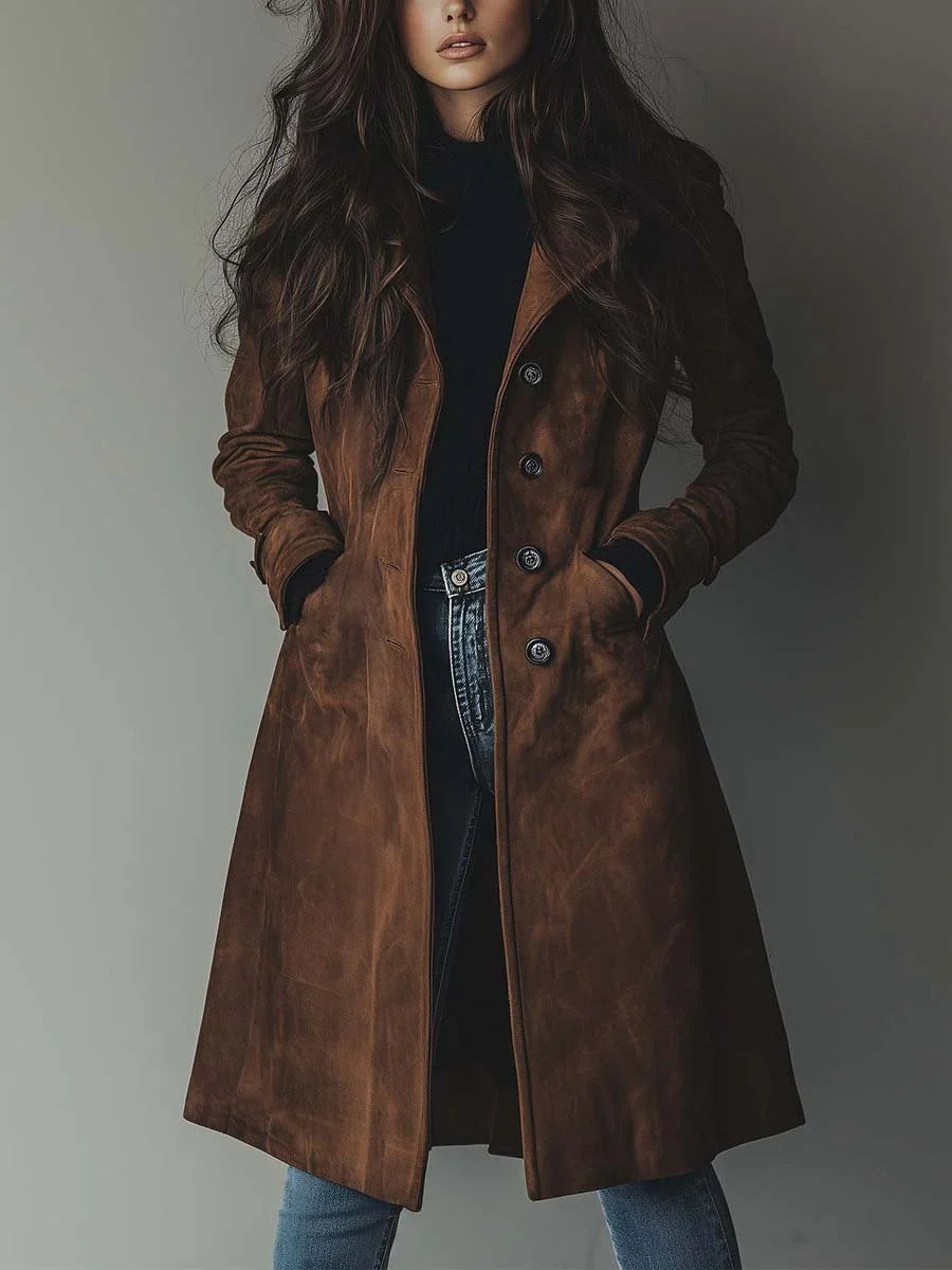 VIVIENNE long trench coat in Dark Brown