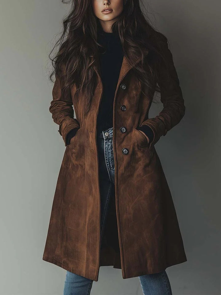 VIVIENNE long trench coat in Dark Brown