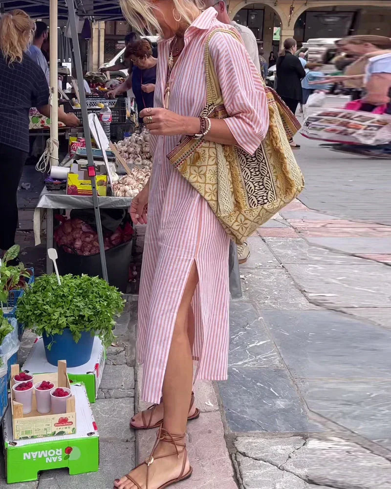 Brooke | Striped Button-Down Shirt Dress