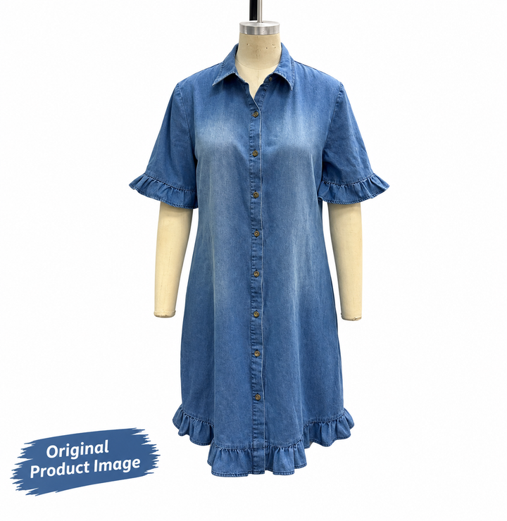 EMMA™ Casual Denim Shirt Dress