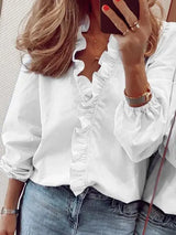 Danielle | Stylish Ruffle Trim Button-Up Blouse