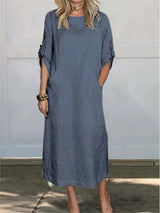 Stella™ - Stylish Comfy Loose Short Sleeved Linen Dress