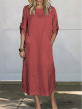 Stella™ - Stylish Comfy Loose Short Sleeved Linen Dress