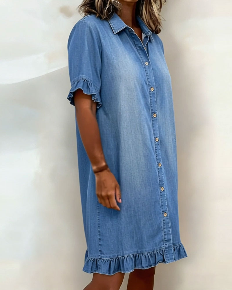 EMMA™ Casual Denim Shirt Dress