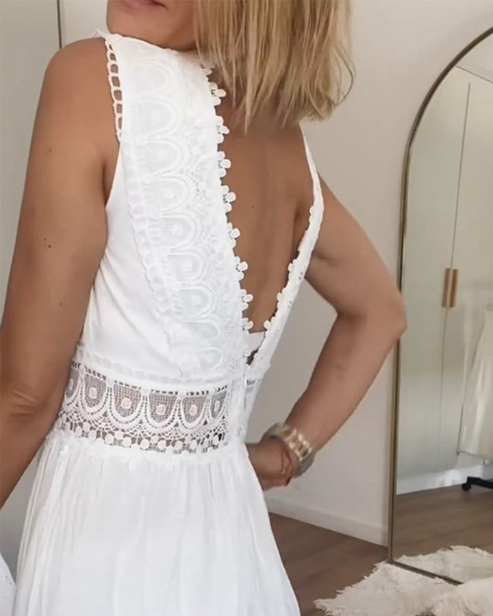Stella | Romantic Lace Trim Midi Dress