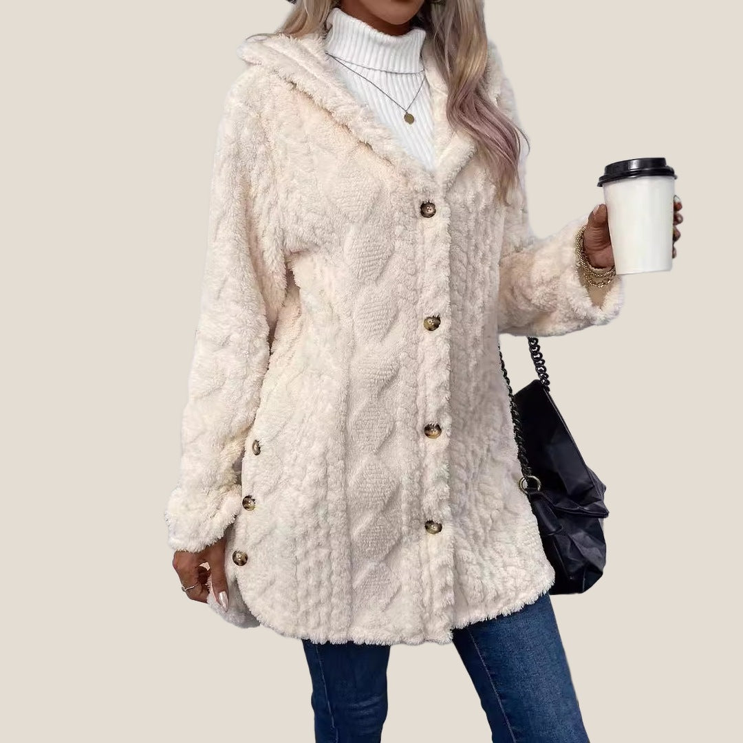 Aspen Hooded Plush Jacket in White