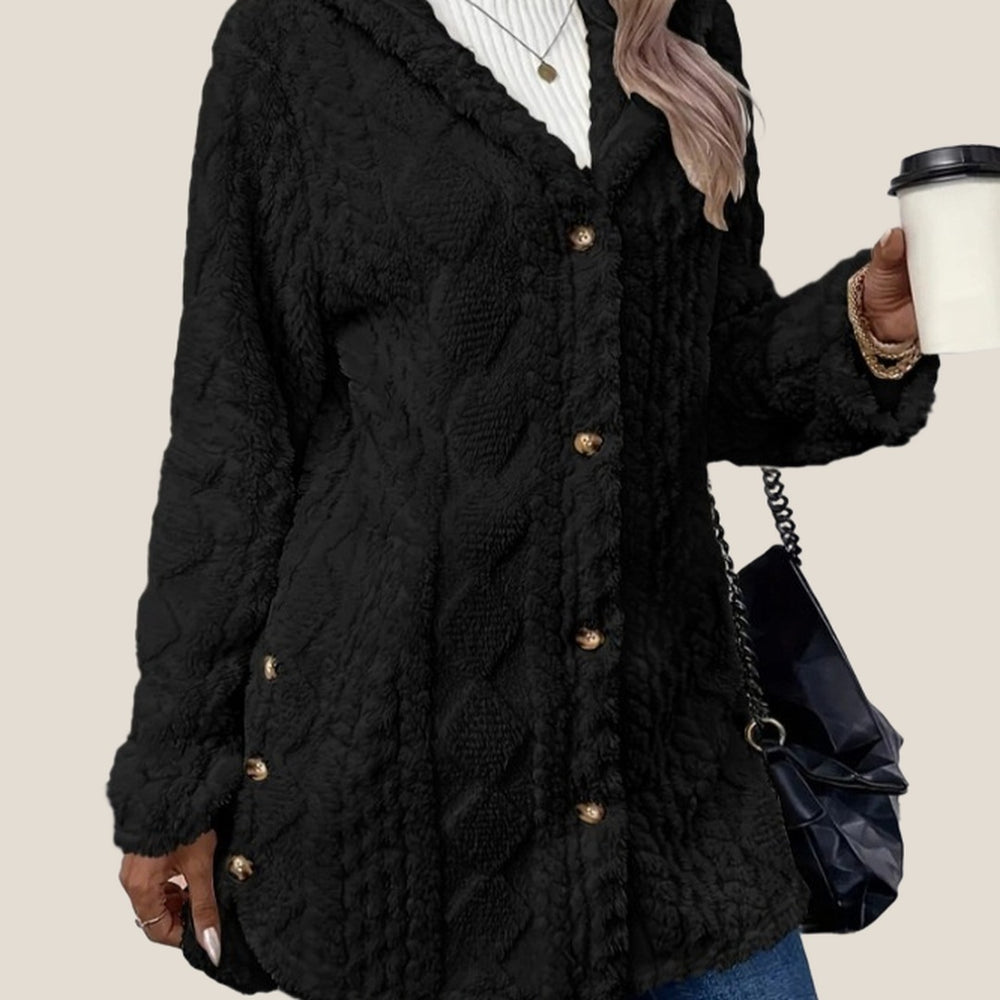 Aspen Hooded Plush Jacket in Black