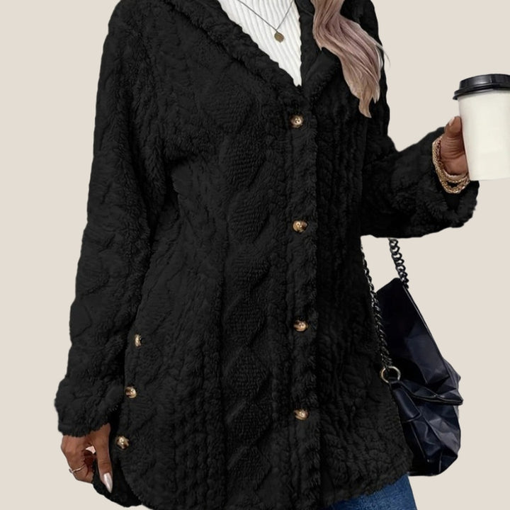 Aspen Hooded Plush Jacket in Black