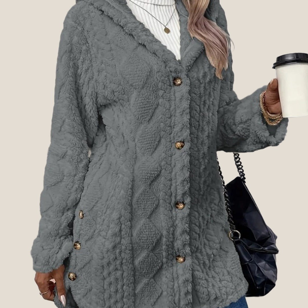 Aspen Hooded Plush Jacket in Gray