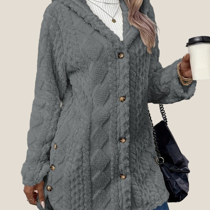 Aspen Hooded Plush Jacket in Gray