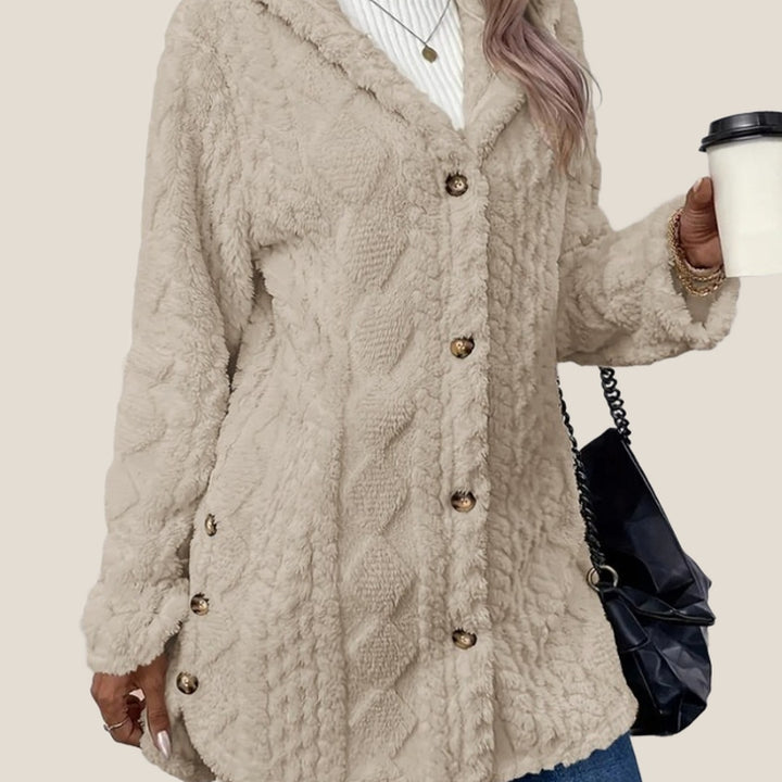 Aspen Hooded Plush Jacket in Apricot