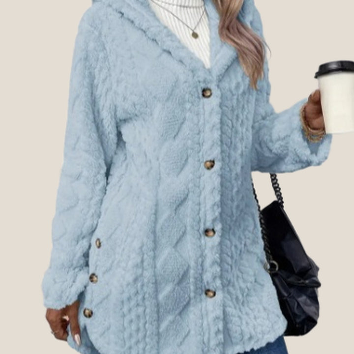 Aspen Hooded Plush Jacket in Light Blue