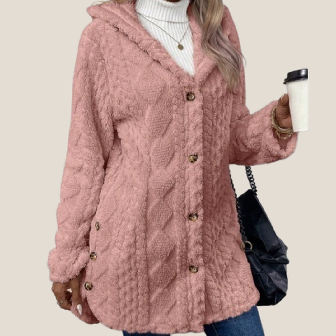 Aspen Hooded Plush Jacket in Pink
