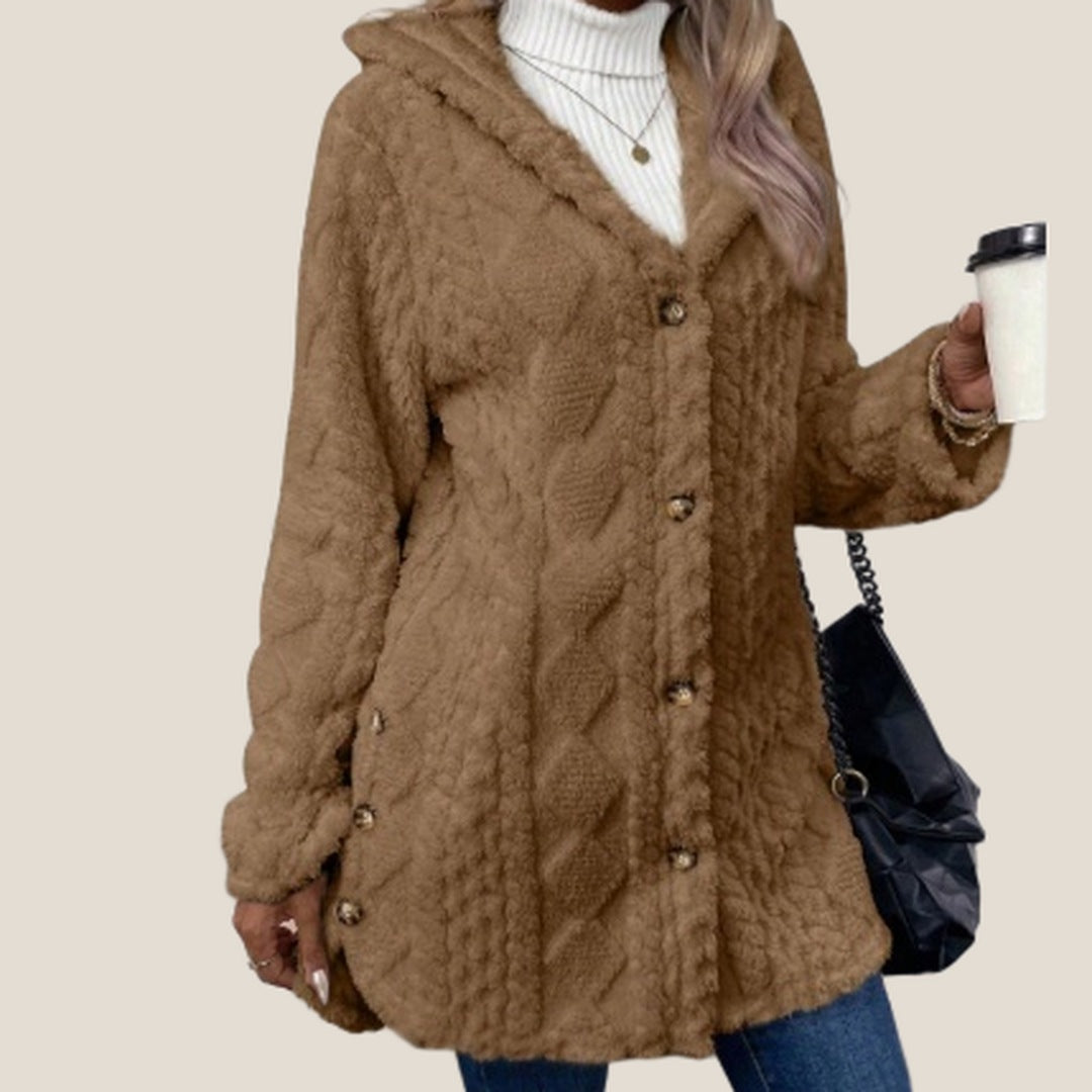 Aspen Hooded Plush Jacket in Brown