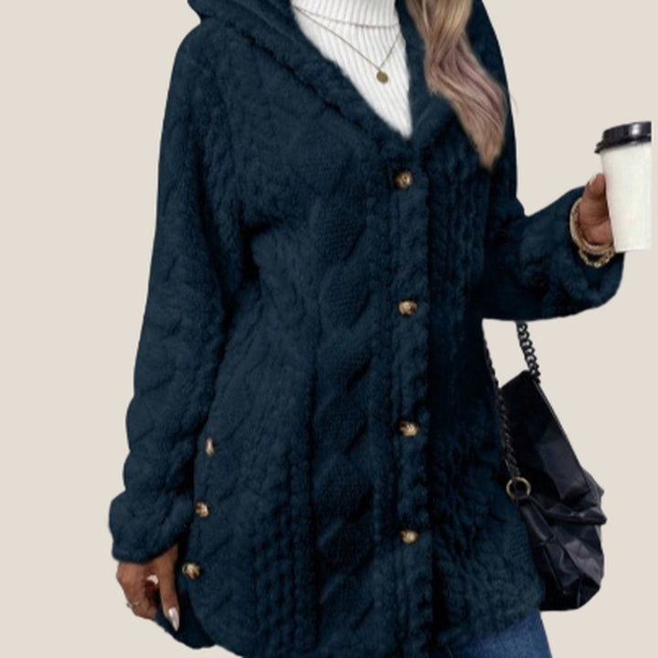 Aspen Hooded Plush Jacket in Navy Blue