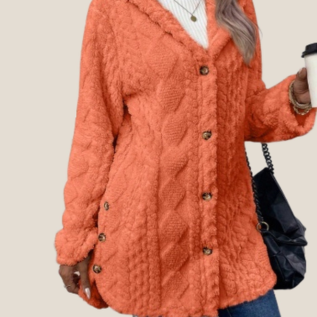 Aspen Hooded Plush Jacket in Coral