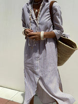Brooke | Striped Button-Down Shirt Dress