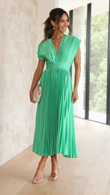 Grace | Stylish Pleated V-neck Dress