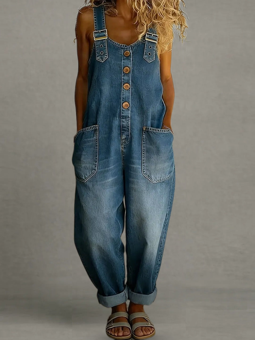 DAISY Vintage Denim Overalls - Dark Wash