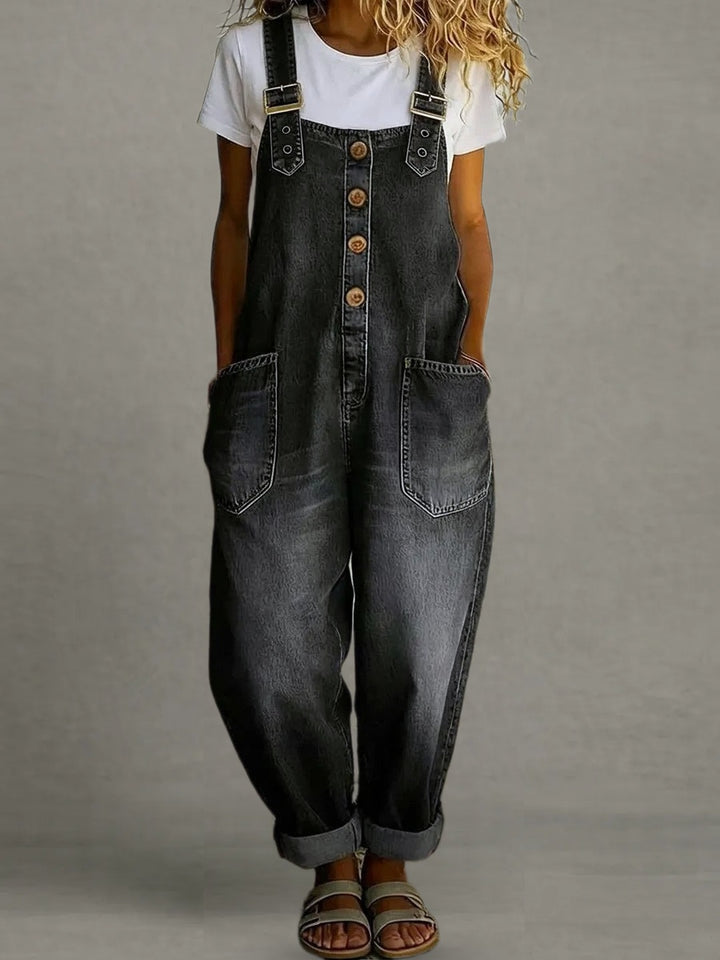 DAISY Vintage Denim Overalls - Washed Black