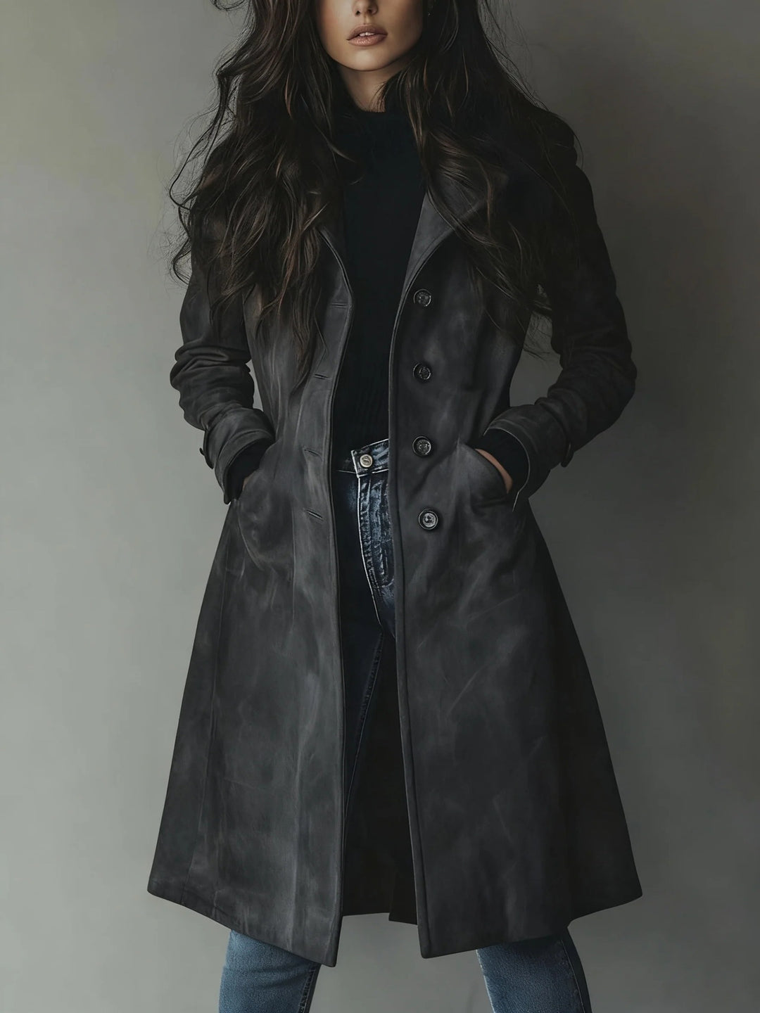 VIVIENNE long trench coat in Gray