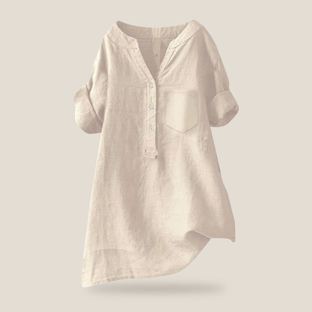 Elira Cotton Ease Blouse in Beige