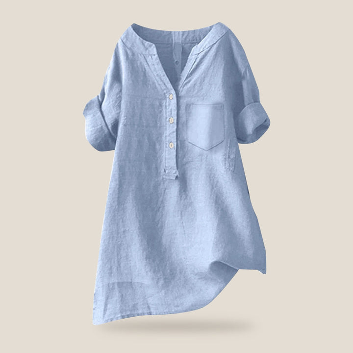 Elira Cotton Ease Blouse in Light Blue