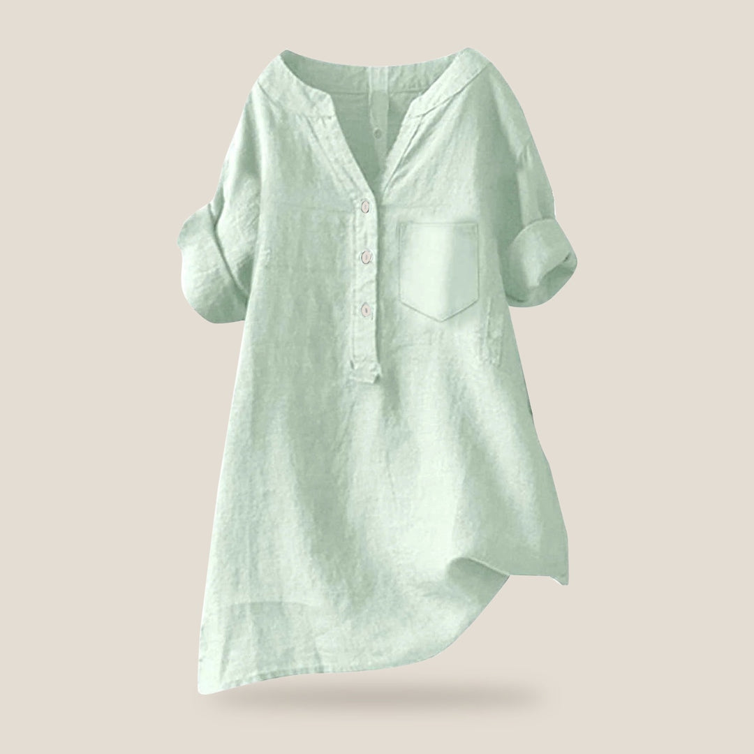 Elira Cotton Ease Blouse in Light Green