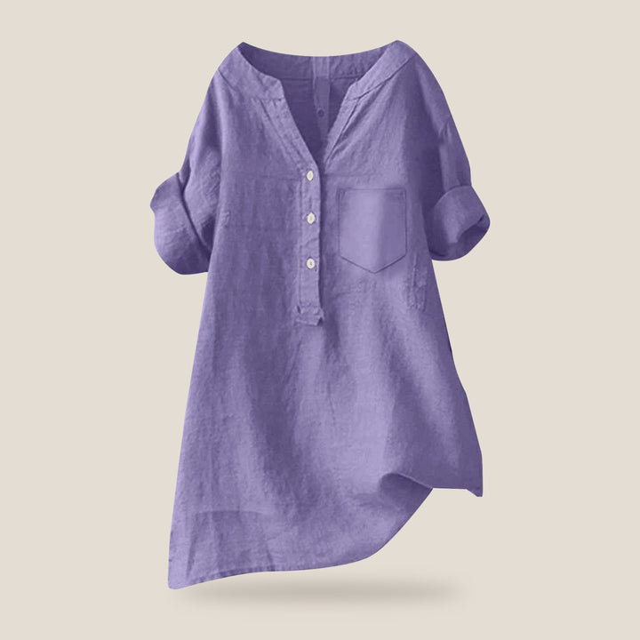 Elira Cotton Ease Blouse in Purple