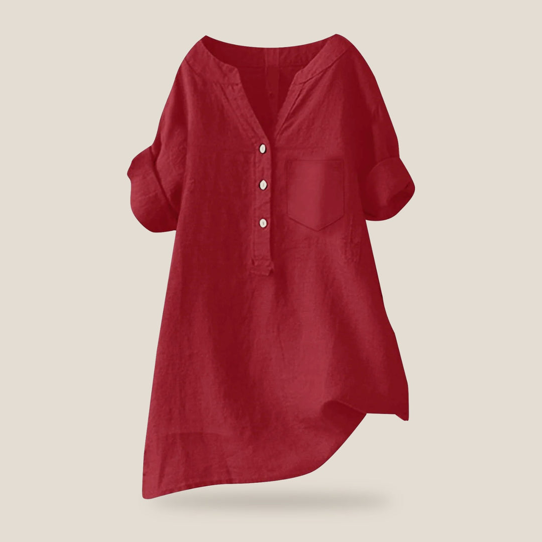 Elira Cotton Ease Blouse in Red