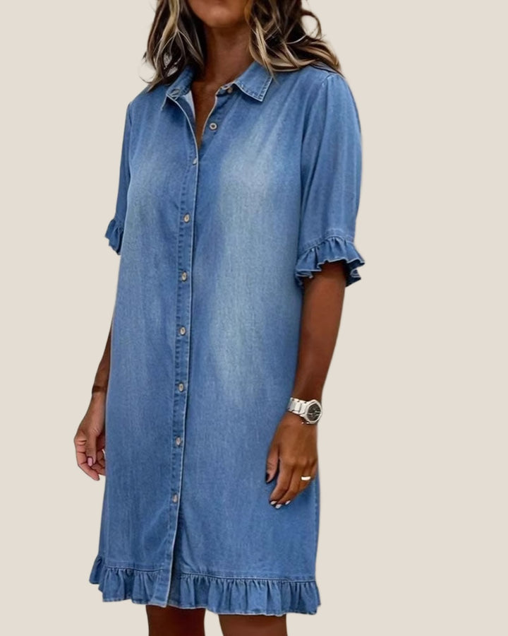 EMMA Casual Denim Shirt Dress in Classic Denim