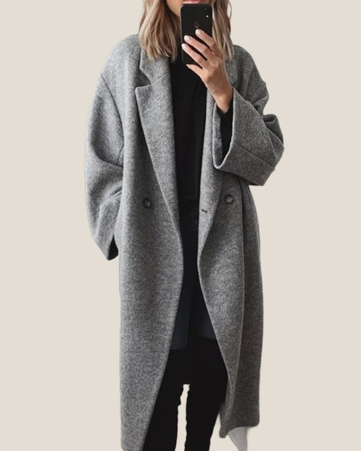 EVELYN Oversized Long Coat - Heather Gray