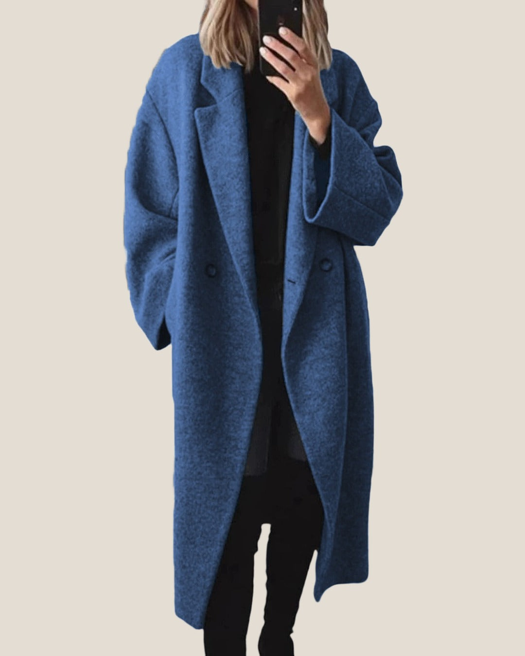 EVELYN Oversized Long Coat - Ocean Blue