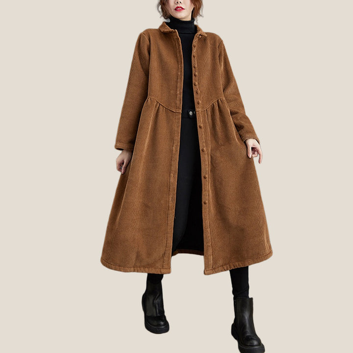 HAZEL Corduroy Duster Coat - Khaki