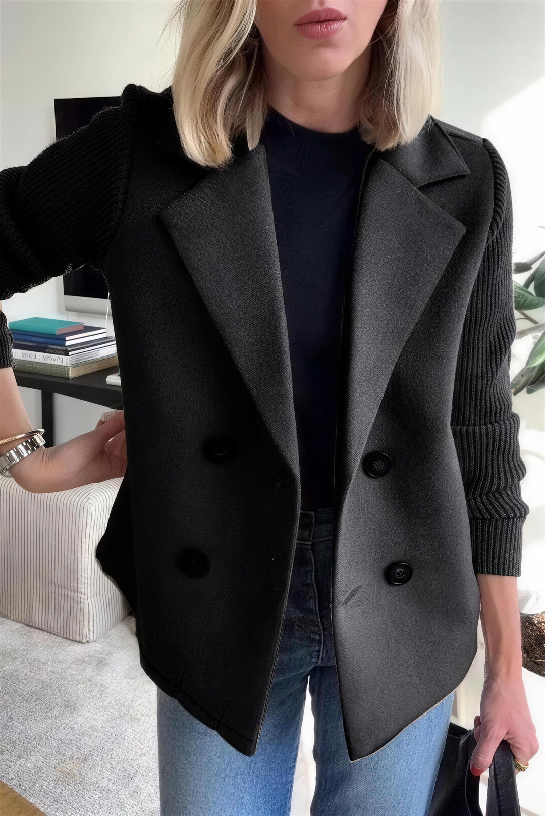 AVA Casual Blazer Coat - Black