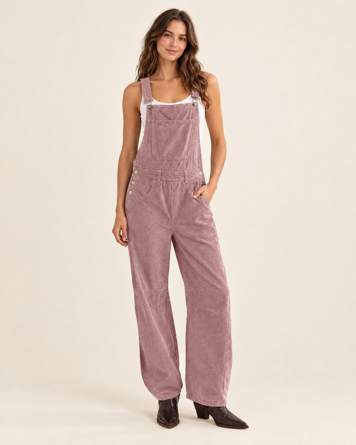 SIENNA corduroy barrel overalls in Pink