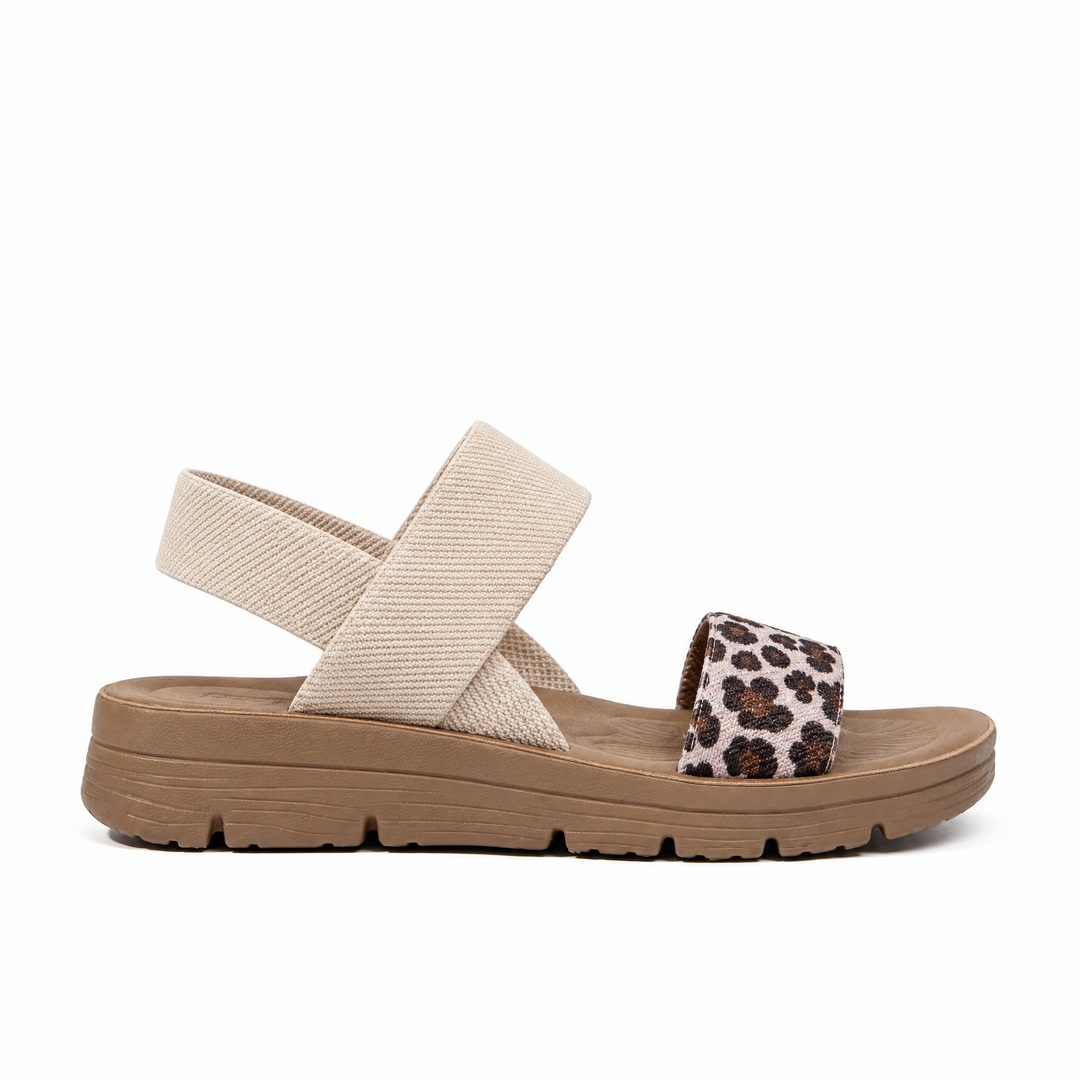 EMILY comfort sandals in Off White Leopard, side view