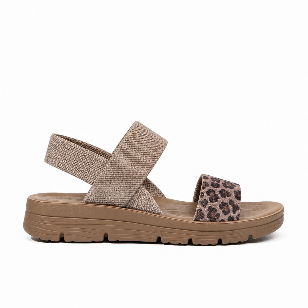 EMILY comfort sandals in Khaki Leopard, side view