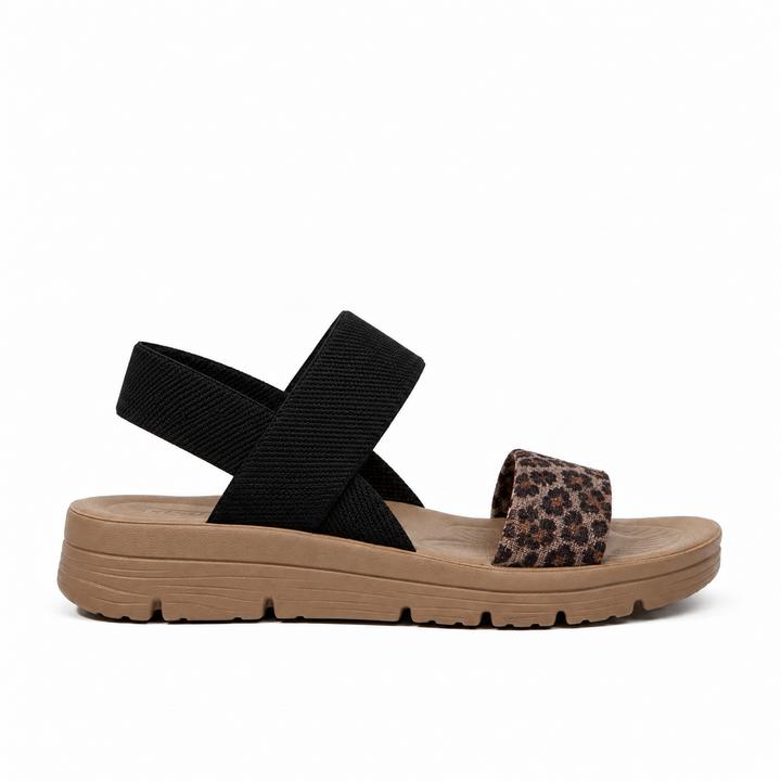 EMILY comfort sandals in Black Leopard, side view