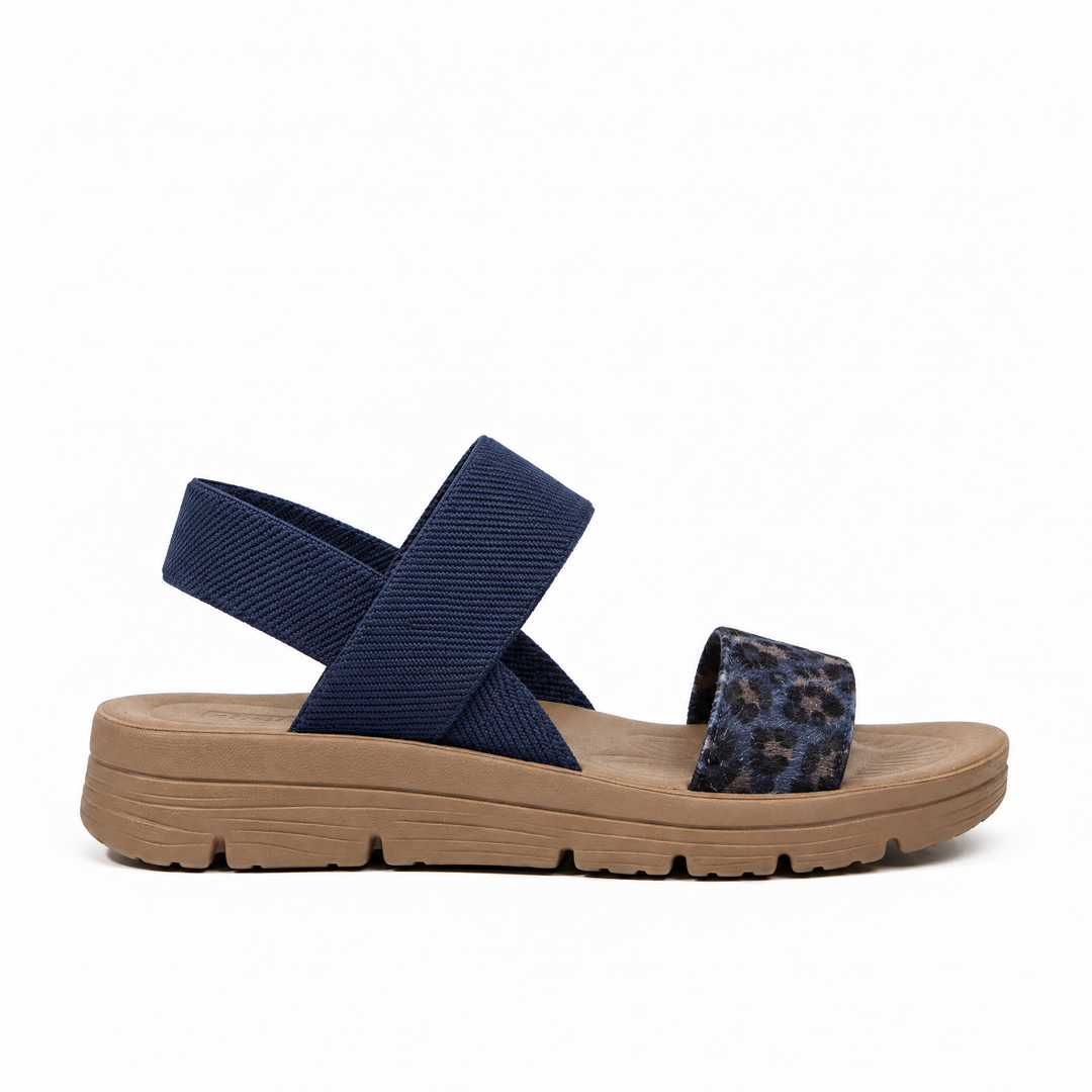 EMILY comfort sandals in Blue Leopard, side view
