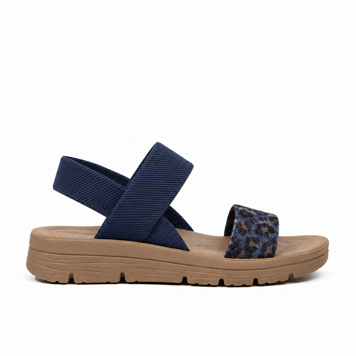 EMILY comfort sandals in Blue Leopard, side view